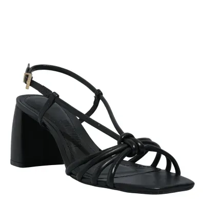 Sandália Couro Nobre Soft Preto Salto Grosso