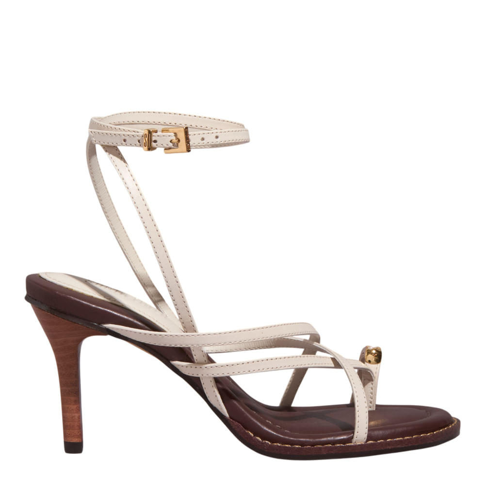 Sandália Couro Nobre Soft Off White - Santa Lolla