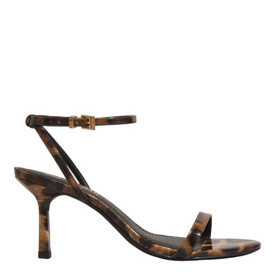 Sandália Animal Print Leopardo Salto Médio Fino