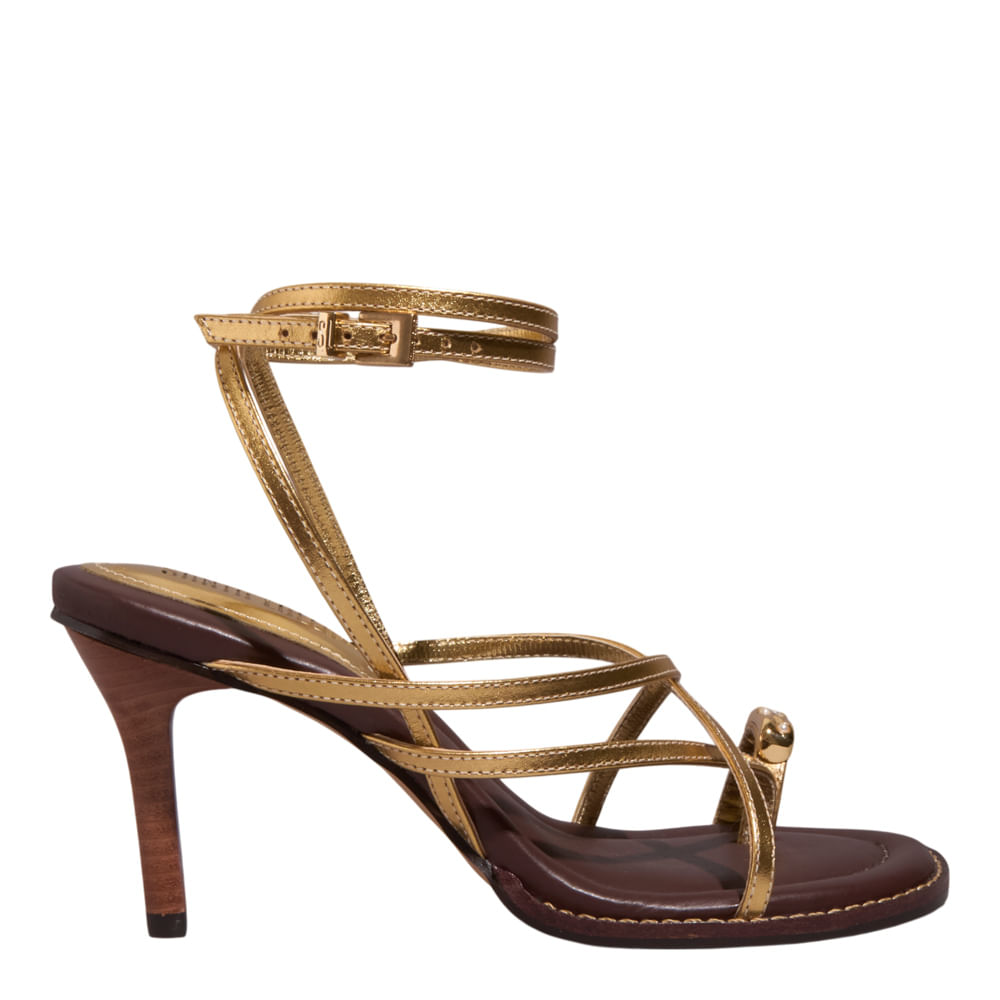 Sandália Metalizada Snake Dourado - Santa Lolla