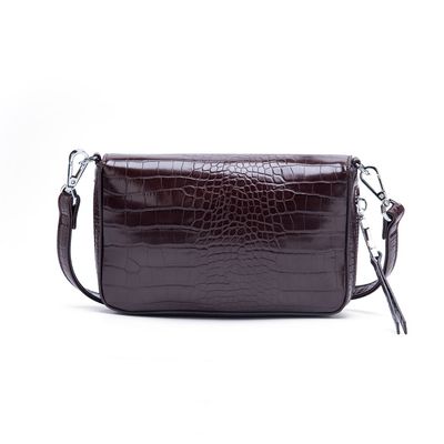 Bolsa Pequena Croco Envernizada Marrom