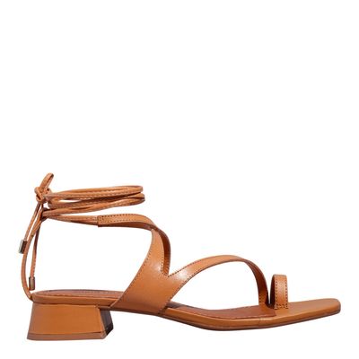 Sandália Amarração Couro Nobre Soft Caramelo