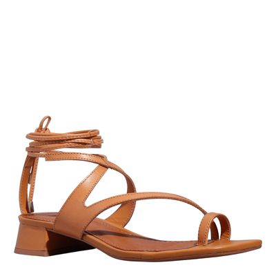 Sandália Amarração Couro Nobre Soft Caramelo
