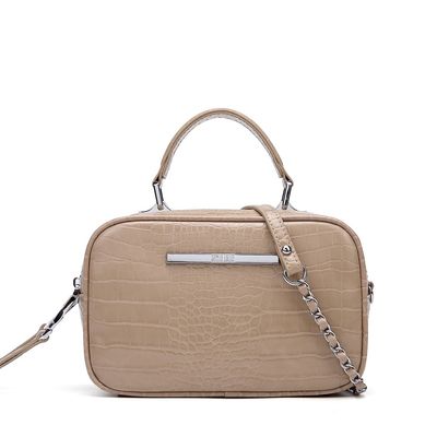 Bolsa Pequena Crocro Alto Brilho Bege