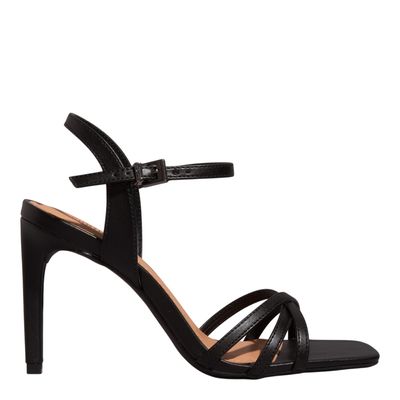 Sandália Napa Soft Preta Bico Quadrado