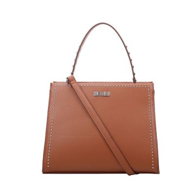 Bolsa Grande Quadrada Rebite Marrom