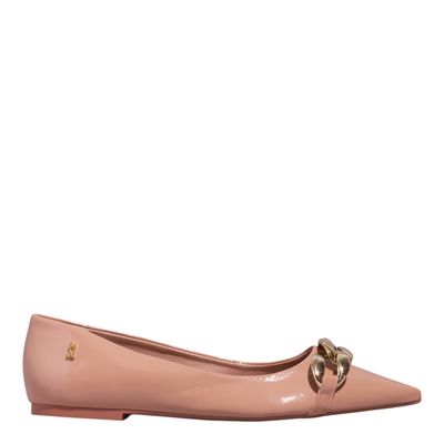 Sapatilha Verniz Bico Fino Corrente Rosê