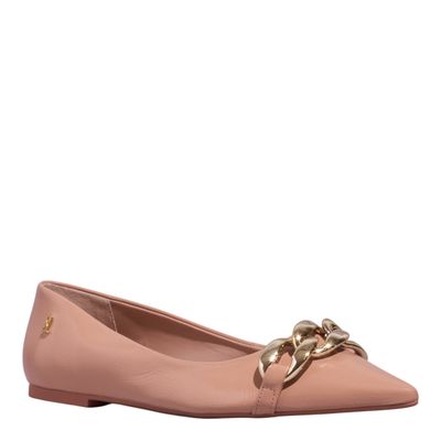 Sapatilha Verniz Bico Fino Corrente Rosê