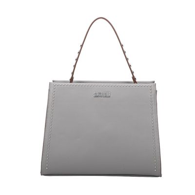 Bolsa Grande Quadrada Rebite Cinza