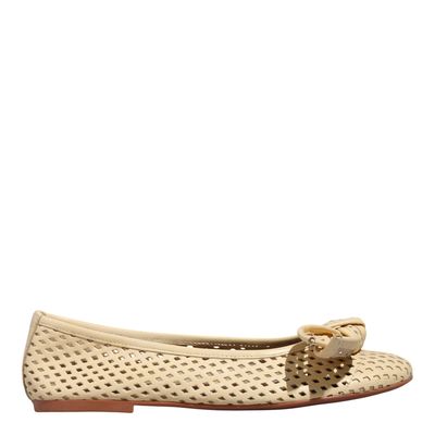 Sapatilha Couro Nobre Bico Redondo Laço Amarelo