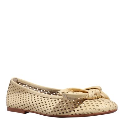 Sapatilha Couro Nobre Bico Redondo Laço Amarelo