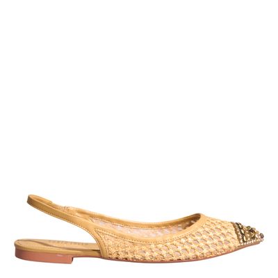 Sapatilha Slingback Napa Bico Fino Bege