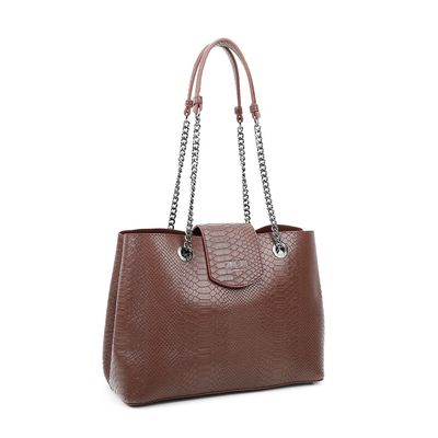 Bolsa Média Cobra Corrente Marrom
