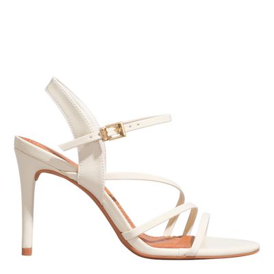 Sandália Verniz Show Off White Salto Alto Fino