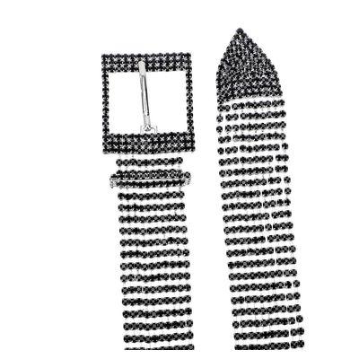 Cinto metal strass preto
