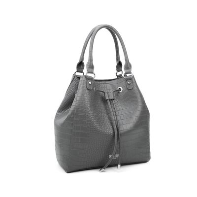 Bolsa Grande Croco Cinza