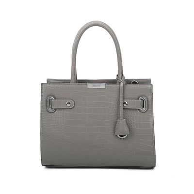 Bolsa Croco Alto Brilho Cinza 2