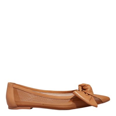 Sapatilha Couro Nobre Bico Fino Nó Caramelo