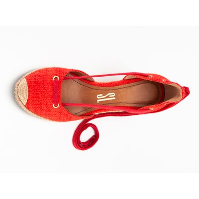 Espadrille Tecido Tramado Vermelho