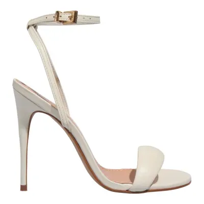 Sandália Couro Pelica Soft Creme Salto Alto Fino