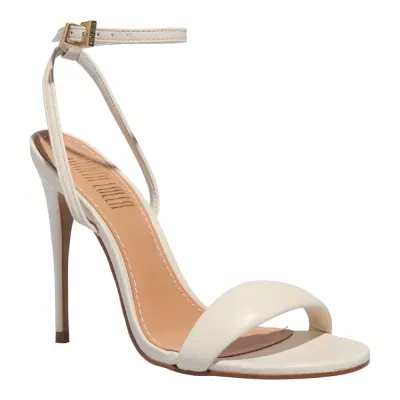 Sandália Couro Pelica Soft Creme Salto Alto Fino