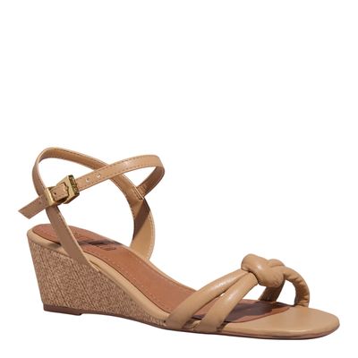 Sandália Anabela Napa Soft Bege