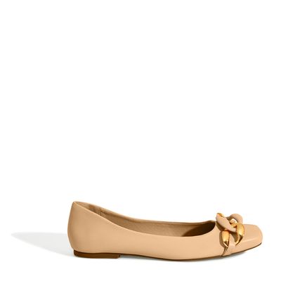 Sapatilha Napa Soft Bico Quadrado Bege