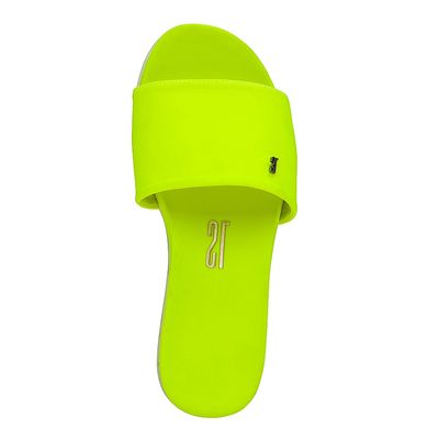 Slide Borracha Três Camadas Tecido Amarelo Neon