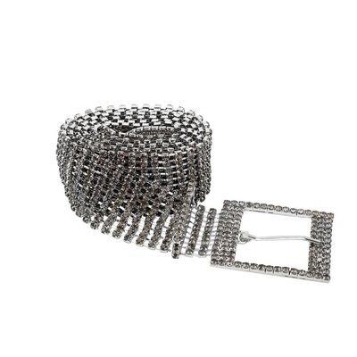 Cinto metal strass cinza