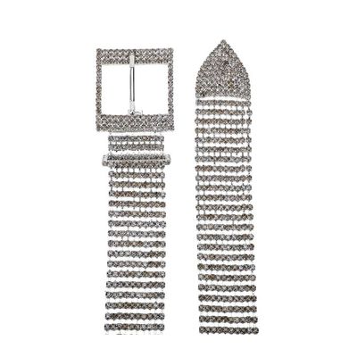 Cinto metal strass cinza