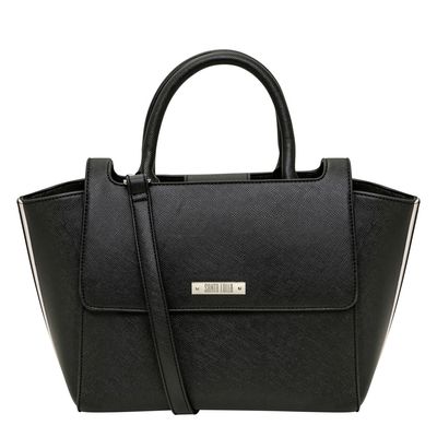 Bolsa Média Listra Lateral Preta