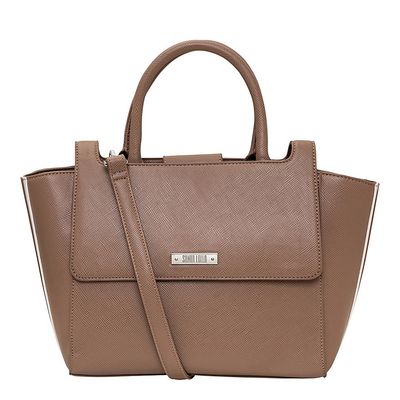 Bolsa Média Listra Lateral Taupe