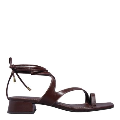 Sandália Amarração Couro Nobre Soft Marrom Cocoa