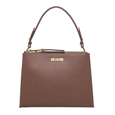 Bolsa Zíper Dourado Marrom