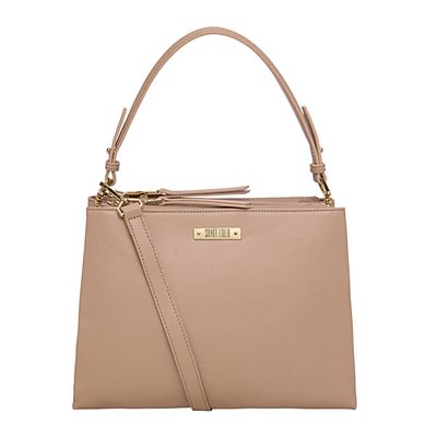 Bolsa Zíper Dourado Bege