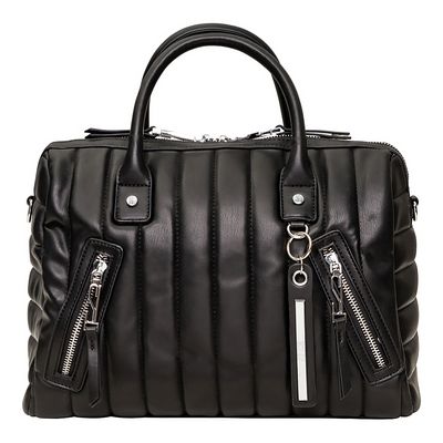 Bolsa Matelassê Zíper Prateado Preto