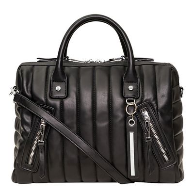 Bolsa Matelassê Zíper Prateado Preto