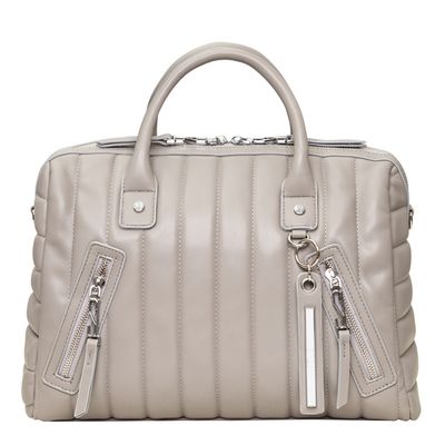 Bolsa Matelassê Zíper Prateado Cinza