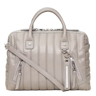 Bolsa Matelassê Zíper Prateado Cinza