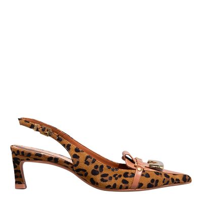 Scarpin Suede Animal Print Salto Baixo