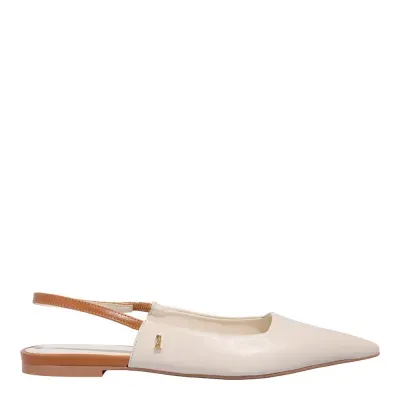 Sapatilha Slingback Couro Confort Bico Fino Off White