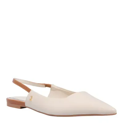 Sapatilha Slingback Couro Confort Bico Fino Off White