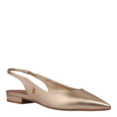 Sapatilha Slingback Couro Metalizada Dourada