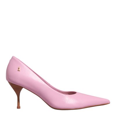 Scarpin Couro Confort Salto Agulha Rosa