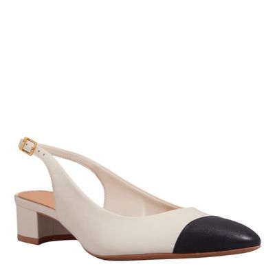 Scarpin Boneca Couro Salto Grosso Marfim