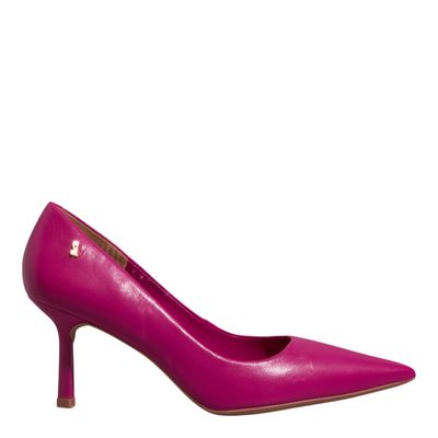 Scarpin Couro Rosa Pink Salto Baixo