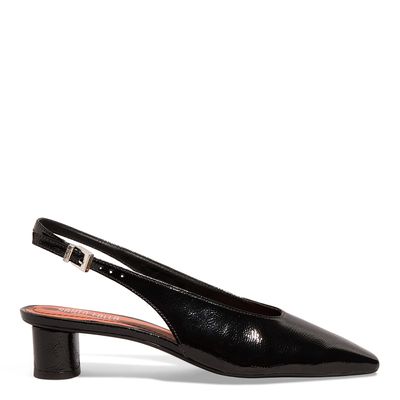 Scarpin Verniz Preto Bico Quadrado