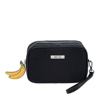 Necessaire Tecido Sl Pingente Banana Preta