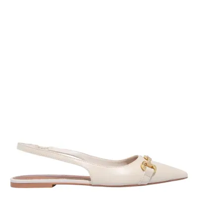 Sapatilha Slingback Couro Nobre Soft Bico Fino Off White