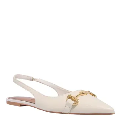 Sapatilha Slingback Couro Nobre Soft Bico Fino Off White